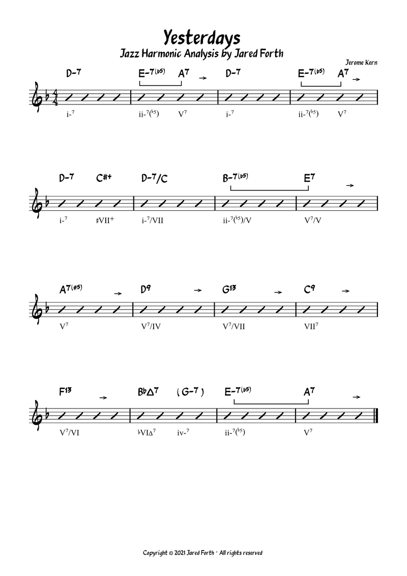 Jazz Theory: Yesterdays